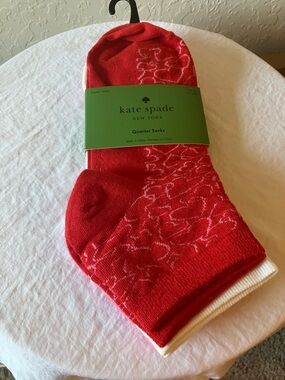 Kate Spade: Red White Pink Heart Socks- 3 pair